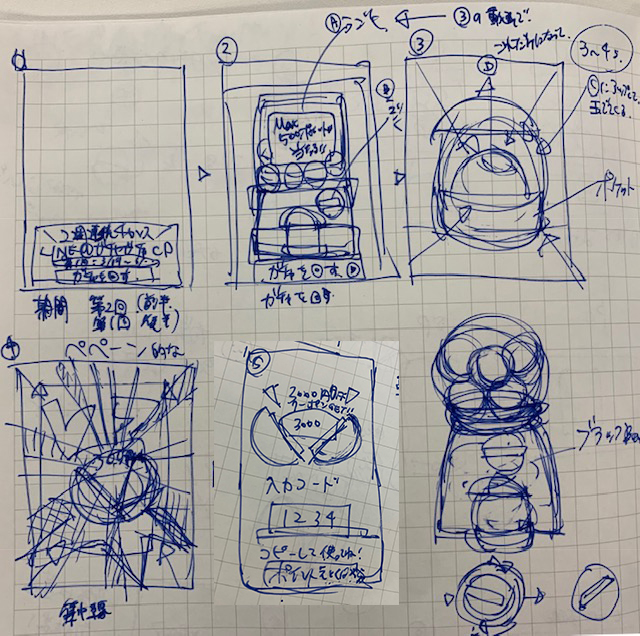 LINE@ガチャガチャキャンペーンデザインラフ